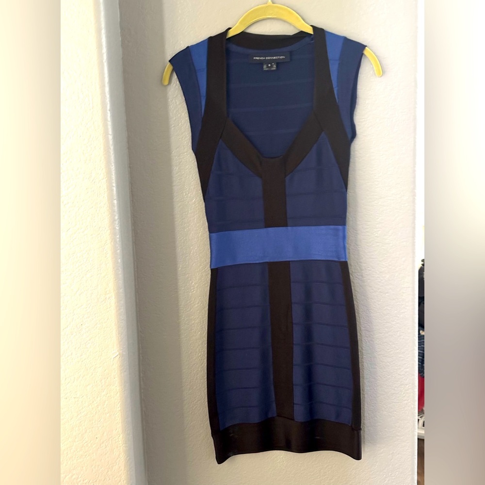 French Connection (BRAND NEW) Navy/Royal Blue Bandage Dress -  Sz 0